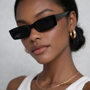AIRE Ceres Slim Rectangle Sunglasses Black Smoke Mono